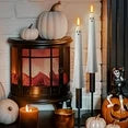 BinKFF Halloween Flameless Taper Candles with Remote & Timer Real Wax LED Candles Battery Operated Flickering/Steady Light Decor for Halloween Parties Fireplace Table Centerpieces
